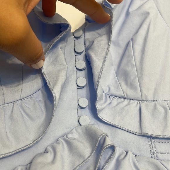 NWT Self Portrait  Cotton Broderie A-Line Mini Dress Light Blue 0 - Picture 8 of 15